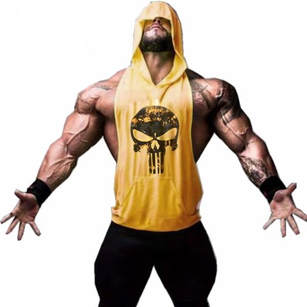 

skull print golds tank gemsun fashion 1pc men bodybuilding solid tank singlet sports sleeveless shirt vest, White;black