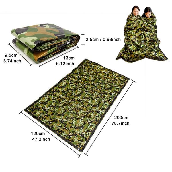 

камуфляж выживание аварийный спальный мешок тепловой согреться водонепроницаемый майлар двойной первой помощи аварийное одеяло открытый отды