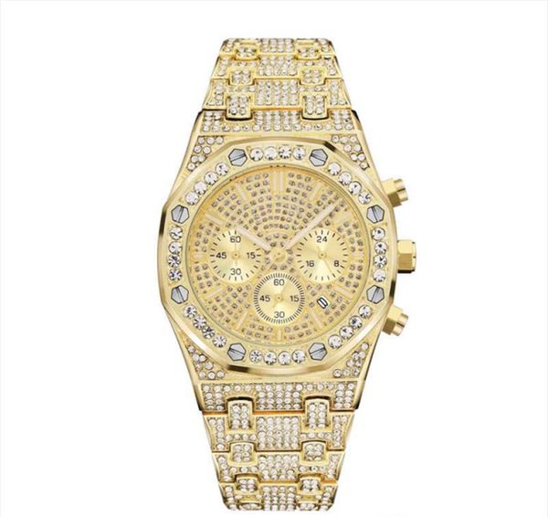 

womens mens luxe wach fashion diamonds stainless steel clock quartz movement waterproof watches men's fashion wristwatches 07, Slivery;brown