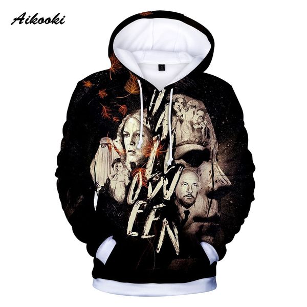 

3d hoodies sweatshirt michael myers male/female halloween cosplay costumes hooded scary movie horror 3d male winter hoodies top, Black