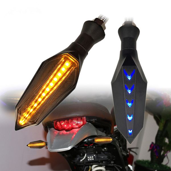 

2pcs led motorcycle turn signal lights flowing flashing motorbike indicator blinker moto tail two-color signal light for