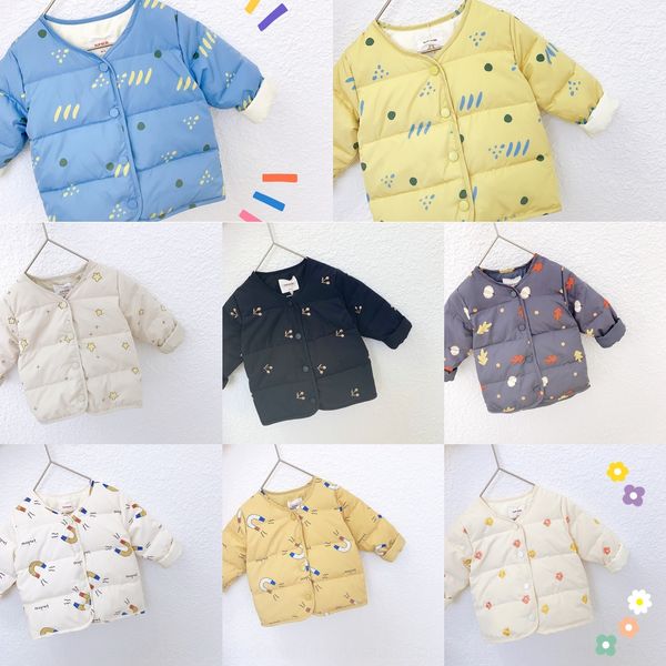 

size 90-130 children's winter printed down coat liner long sleeve coat for boys and girls special offer, Blue;gray