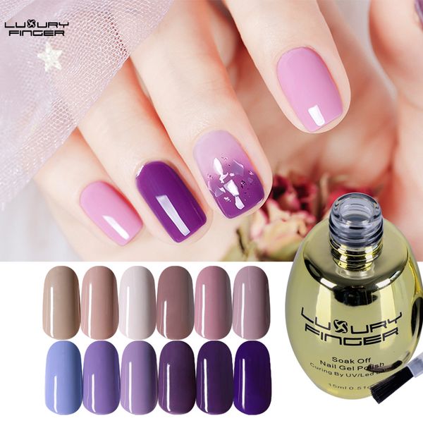 

luxury finger 15ml nude purple color series nail gel uv polish hybrid paint lucky blue&silver diamond semi permanent manicure, Red;pink