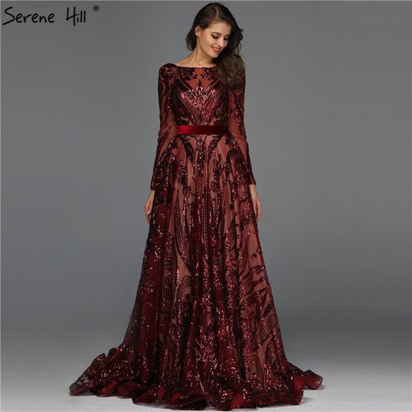 

muslim wine red a-line luxury prom dresses 2019 vintage long sleeve sequined sparkle prom gowns real p bla60799, White;black