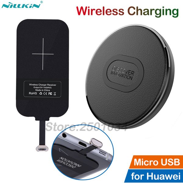 

nillkin mini qi wireless charger+micro usb receiver adapter wireless charging for huawei honor 8x max 9i 10 lite 9 lite p smart