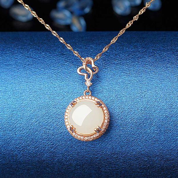 

pendant with certificate of manufacturers selling jade pendant 925 silver rose gold with white jade