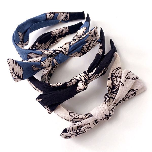 

korea cotton linen printing bow hair accessories for women ears head buckle hair accessories headdress girls bows