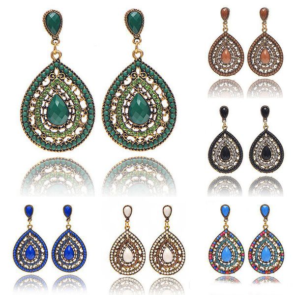 

Bohemian Water Drop мотаться Серьги винтажные Этнические серьги Teardrop себе кристалл из бис