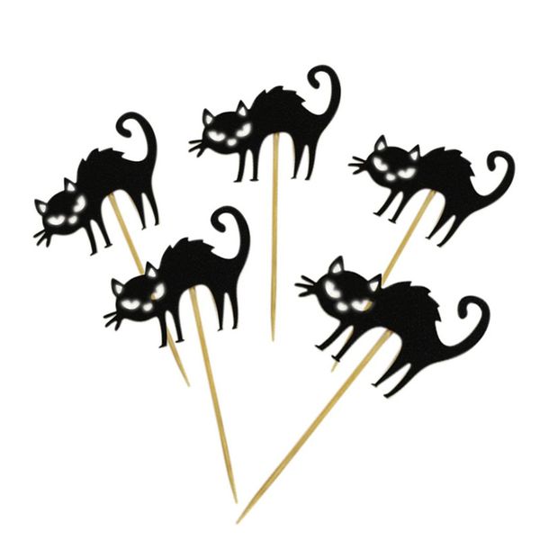 

5pcs happy halloween flags little black cat cake ers halloween christmas cupcakes flags cake decoration festival celebration