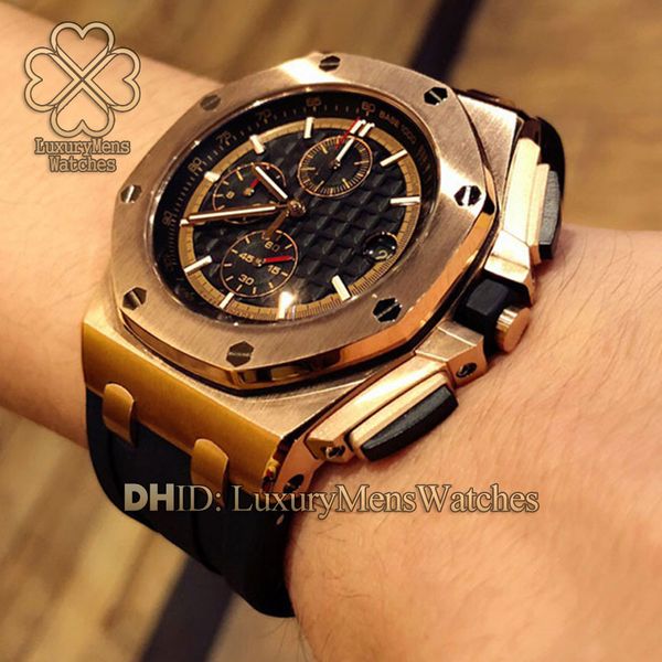 

luxury watch import vk quartz movement wristwatches rose gold 316l stainless steel case black rubber band men womens montre de luxe, Slivery;brown