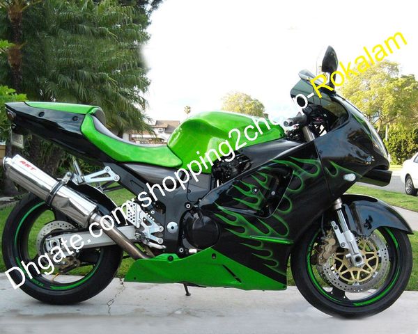 Motosiklet Yeşil Alev Kawasaki Ninja ZX-12R 2000 2001 ZX12R 00 01 ZX 12R Karoseri Parçaları (Enjeksiyon Kalıplama)