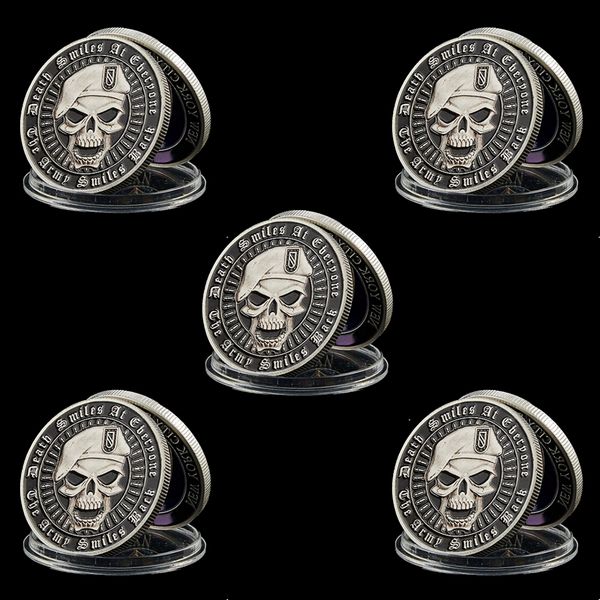 

5pcs USA Challenge Coin Metal Skull Green Beret Plated Colorful Department Of State Free Eagle Liberty In God We Trust US Coin
