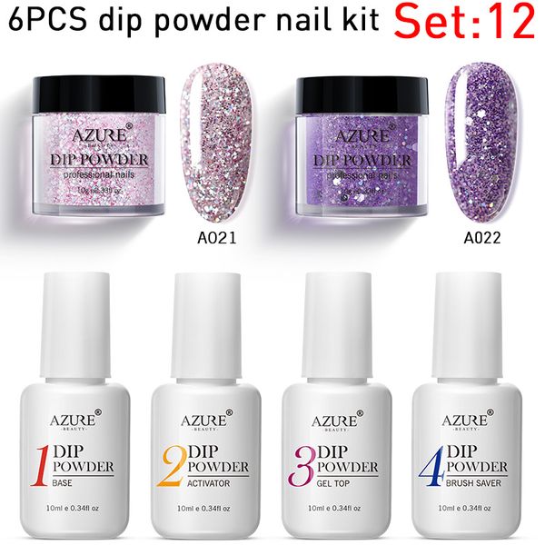 

6 шт. / Компл. Dipping Powder Nail Kit Блеск для ногтей Порошок Для Dip Порошок Набор