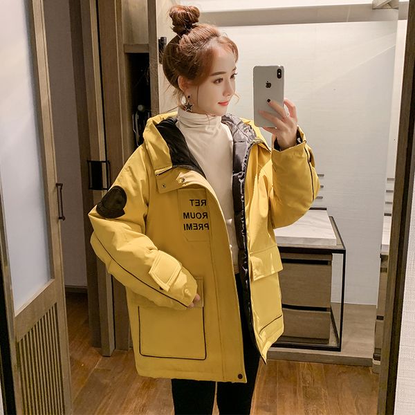 

cotton-padded jacket 2019 easy thickening cotton-padded clothes back season cotton suit student bread serve winter loose coat, Tan;black