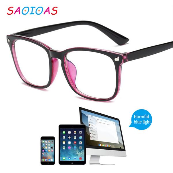 

saoioas anti blue rays computer glasses men blue light coating gaming glasses for computer protection eye retro spectacles women, Black