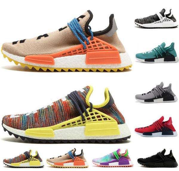 

human race trail running shoes mens women pharrell williams hu runner yellow black white red green grey blue men sports runner sneakers