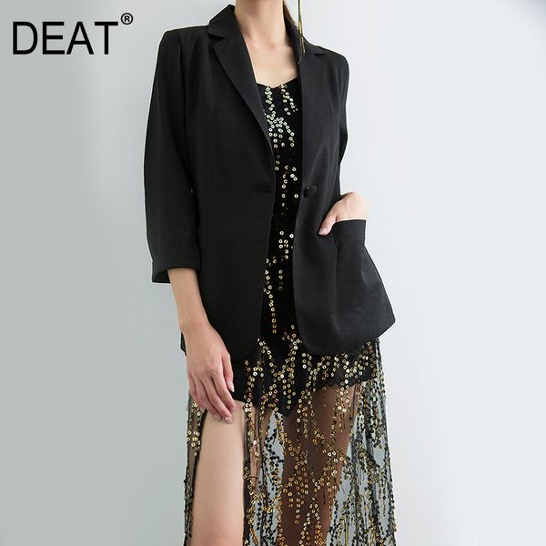 

deat] 2019 new spring summer v-neck half sleeve button brief temperament button thin jacket women coat fashion tide jx41, Black;brown