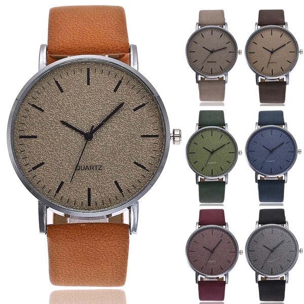 

vansvar men women matte dial wristwatch leather band quartz wrist watch nfe99, Slivery;brown