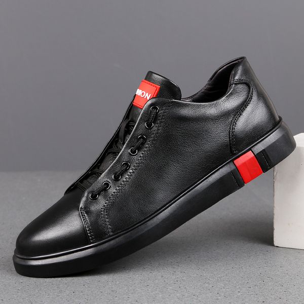 

genuine leather shoes men fashion oxfords lace up footwear brand men's casual shoes black young men daily footwear