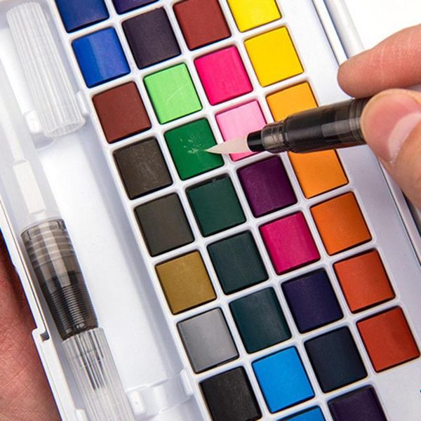 

12/18/24/36 colors portable solid watercolor paint drawing brush pen pigment