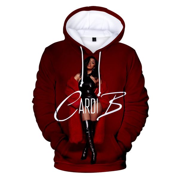 

rapper cardi b 3d hoodies men/women fashion harajuku sweatshirts hip hop streetwear 3d hoodies autumn hooded sweatshirts, Black