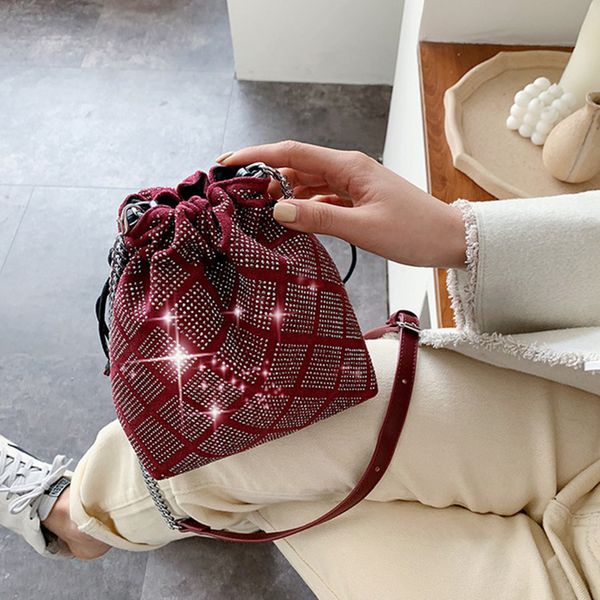 

rhinestone small bucket bag women's single shoulder crossbody bag all-match 2020 chic diamond package portable tide clutch