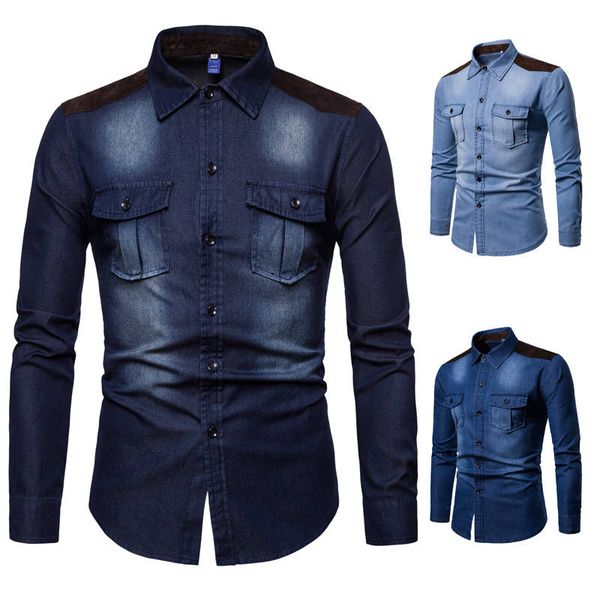 

mens designer solid color shirts breathable long sleeve spliced tees washed warmed casual teenager, White;black