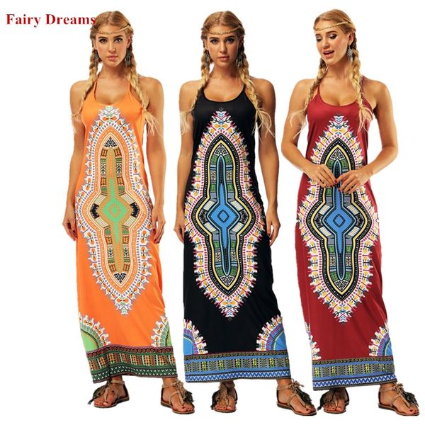 

african dresses for women traditional african clothing dashiki ankara summer bazin strap sundress print ladies clothes, Red