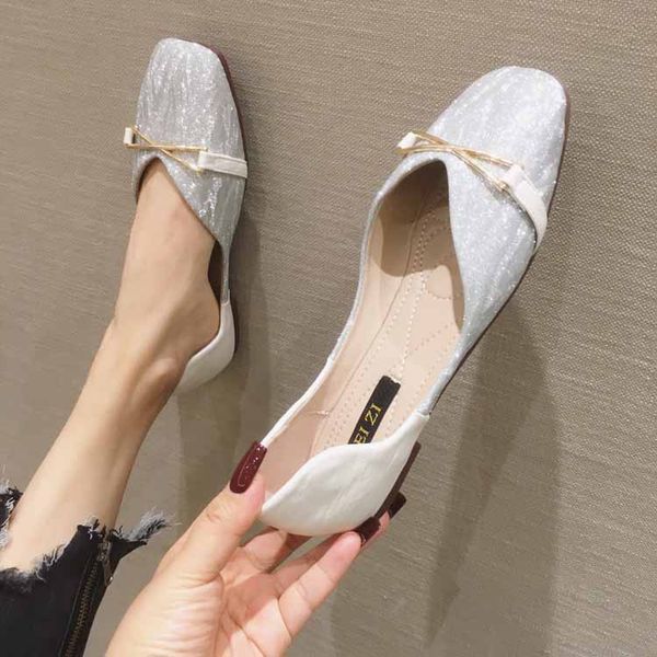 

shoes woman 2020 women casual female sneakers metal chain shallow mouth square toe flats new modis big, Black