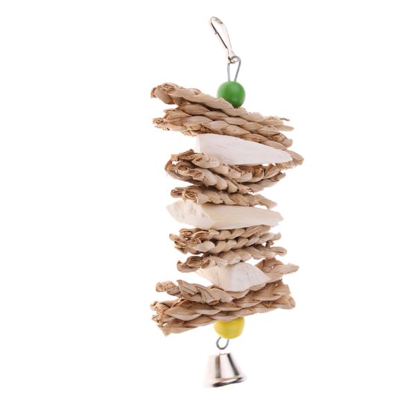 

grass pet cage hanging toy chew toy bird parrot hamster rabbit with a bell