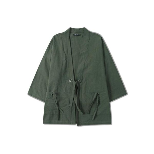 

мода японский традиционный стиль кимоно кардиган весна мужская рубашка твердые пальто юката хаори человек белье повседневная одежда наряды, Red