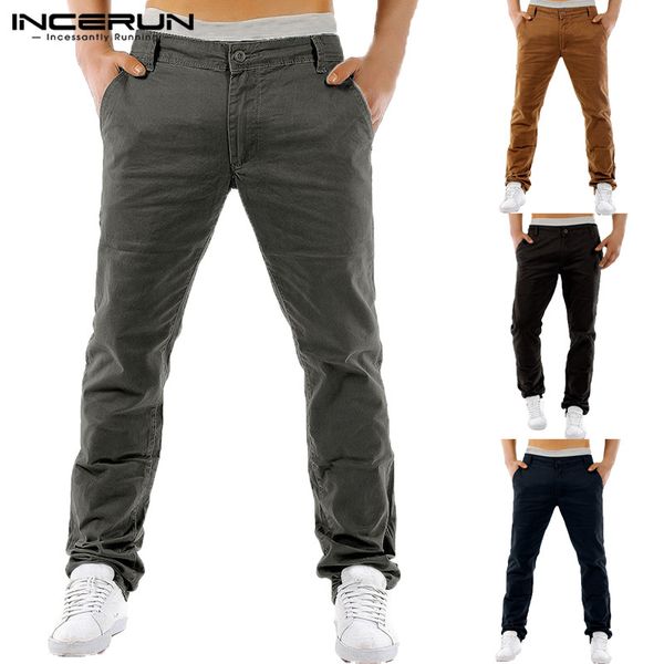 

2019 stylish chinos pants man dress pants fashion cargo khaki slim fit trousers casual button pantalon autumn male, Black