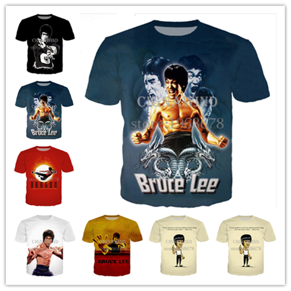 

мода стиль боевых искусств суперзвезда брюс ли косплей футболка 3d печати мужчины / женщины мужская лето круглый воротник с коротким рукавом, White;black