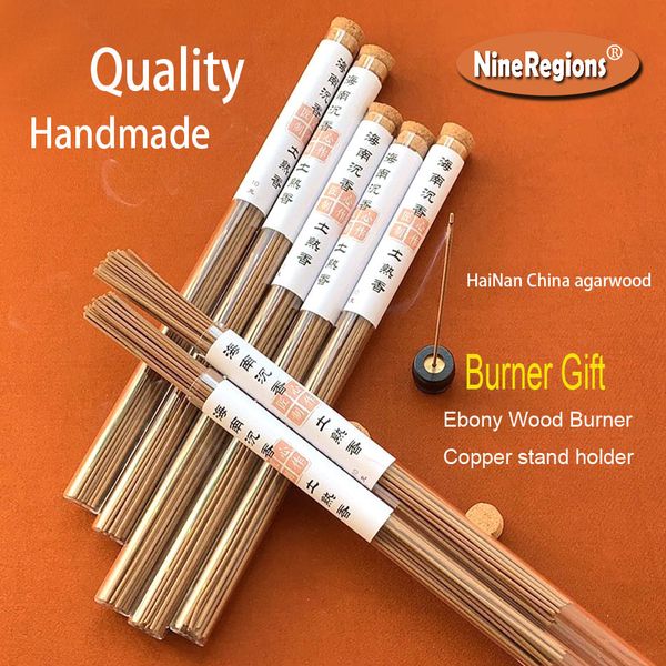 

10g new handmade natural hainan chinese oud wood incense stick glass barrel packing burner holder gift incense home scents