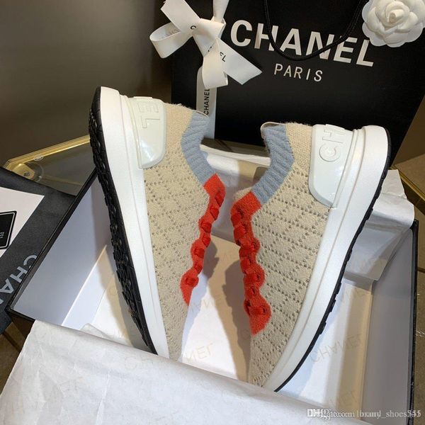 

brand luxury ladies casual shoes, fashion color-blocking sweater knitted sneakers, size 35-41 with original box