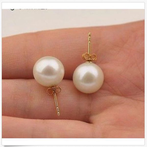 luxurious +++ 9-10 мм белого akoya жемђжина еѬга 14k золоо, Golden;silver