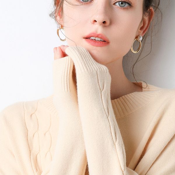 

2019 autumn winter sweater new women's fashion o-neck knit twisted stripes soft warm loose casual pullovers female jumper, White;black