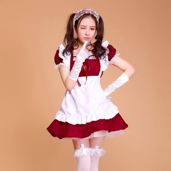 

halloween costumes for women maid plus size french maid costume sweet gothic lolita dress anime cosplay sissy uniform, Black;red