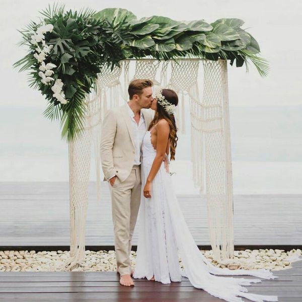 Ivory Linen Beach Wedding Suits For Man Prom Suits Blazers Jacket