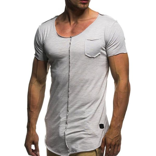 

summer long t shirt men short sleeve fitness t -shirt fashion solid slim fit o neck tshirt men 's hip hop streetwear newest, White;black