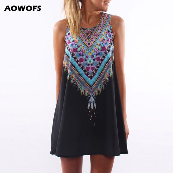 

2019 flower print dresses women casual white summer dresses ethnic vintage black sleeveless mini summer party, Black;gray