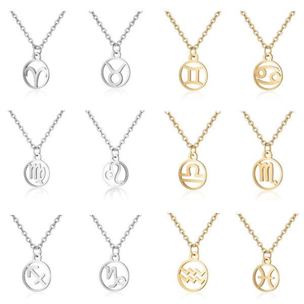 

fashion 12 constellation aries libra cancer pisces aquarius virgo libra leo capricorn gemini taurus necklace pendant for women, Silver