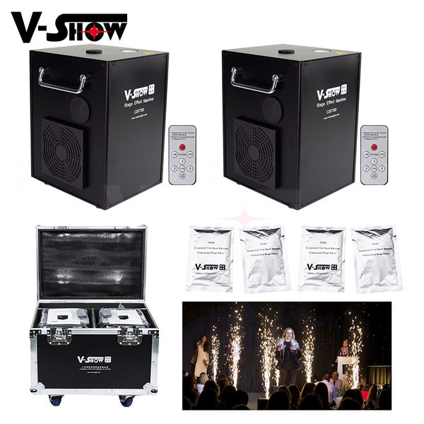 

2pc with flightca e and 4 bag powder 750w cold park firework machine 5m high wedding cold flame pyrotechnic equipment fountain firework
