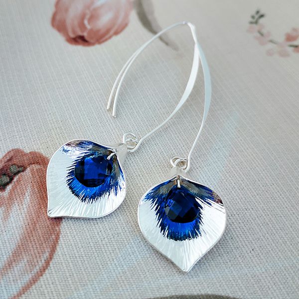 

exquisite 925 sterling silver natural gem stone blue sapphires blue crystal dangle earrings women party anniversary fine jewelry