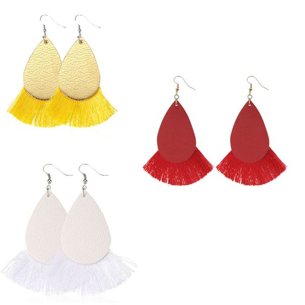 

мода геометрия сплав кожа мотаться серьги oorbellen ретро этнические капли воды кисточкой кулон pendientes женщины ювелирные изделия бижутер, Silver