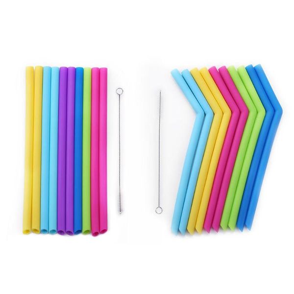 

reusable food grade children silicone straw kids beverage straw brush set