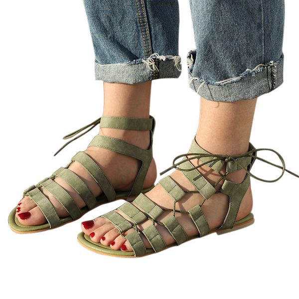 

2019 women sandals rome women flat shoes bohemia ladies shoes women's summer lace up ladies sandals casual female, Black