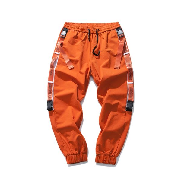 

original ribbon derocation men cargo pants orange black hipster
