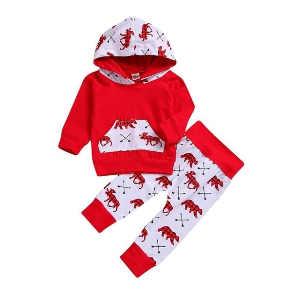 

christmas fashion suit boys girls clothes cartoon printed cotton long-sleeved hoodie + printed trousers 2 sets of casual wear, White