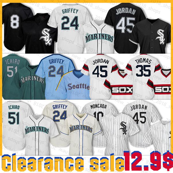 

8 bo jackson jersey 45 michael 24 ken griffey jr. 22 robinson cano 51 ichiro suzuki 35 frank thomas jose abreu todd frazier baseball jersey, Blue;black